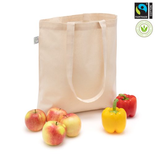 Organic cotton bag Sifaka Fairtrade certified color natural with long handles wholesale